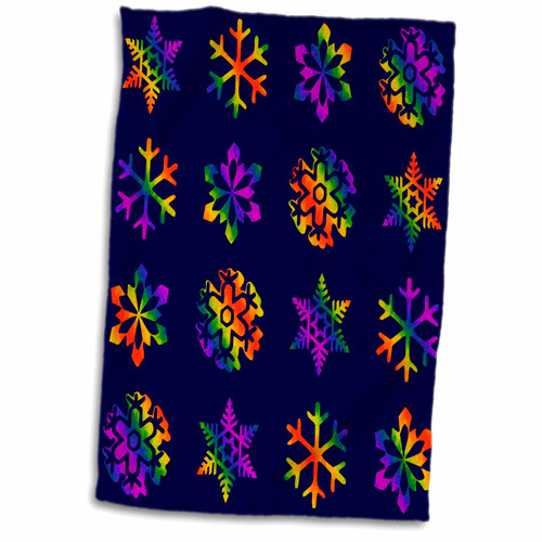 3dRose Misc. Designs - Rainbow Snowflakes On Blue - Towels (twl-203206-1)
