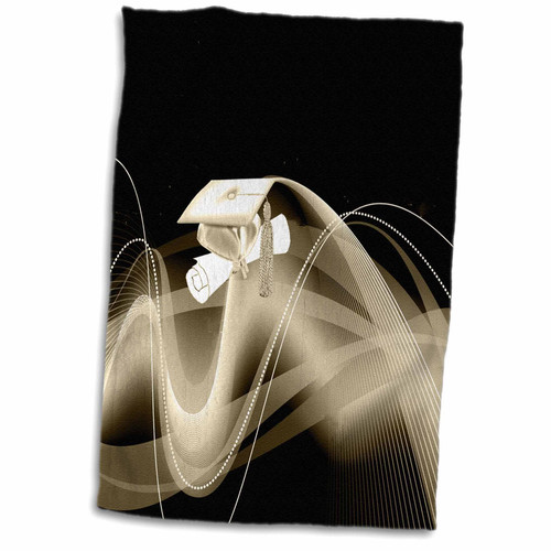 3dRose Graduation Cap and Diploma on Beautiful Wave, Sepia - Towels (twl-203318-1) 3dRose Graduation Cap and Diploma on Beautiful Wave, Sepia - Towels (twl-203318-1)