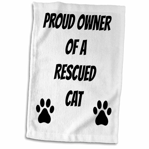 3dRose Proud Owner Of A Rescued Cat Black Letters On White Background - Towels (twl-213314-1) 3dRose Proud Owner Of A Rescued Cat Black Letters On White Background - Towels (twl-213314-1)