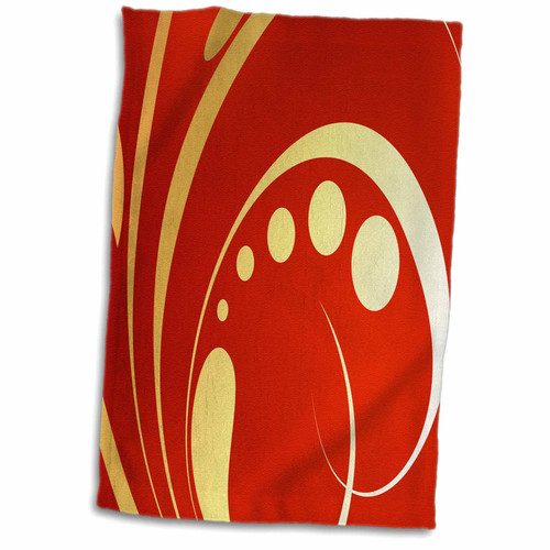 3dRose Anne Marie Baugh - Flourish - Yellow and Orange Red Flourish Design - Towels (twl-213543-1)