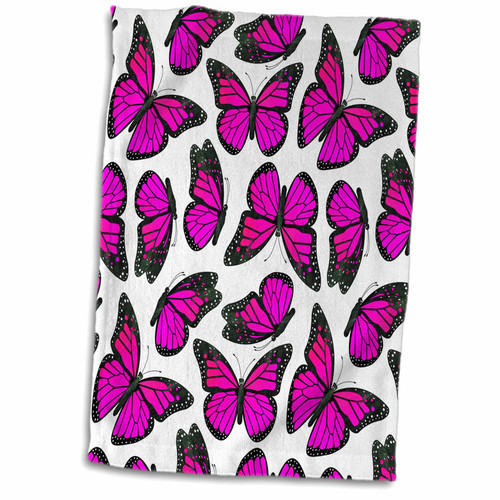 3dRose Janna Salak Designs Butterflies - Pink Monarch Butterflies - Towels (twl-214550-1)