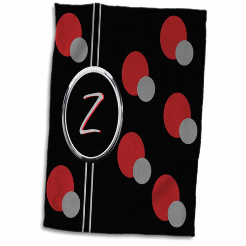 3dRose Modern Geometric Black Red Grey Circle Pattern Monogram Letter Z - Towels (twl-215269-1)
