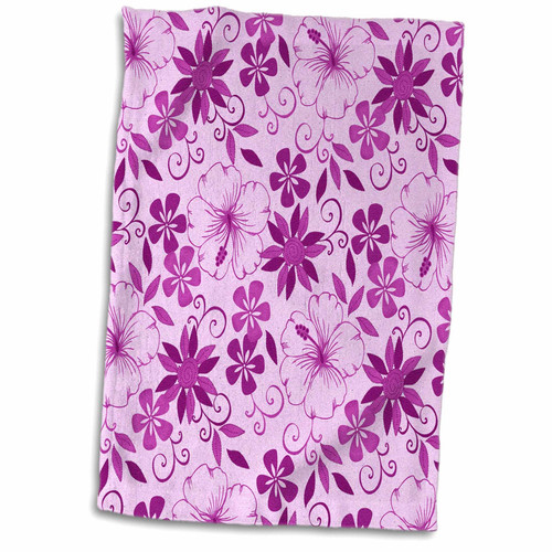 3dRose Purple On Purple Hawaiian Flowers Pattern - Towels (twl-215583-1)
