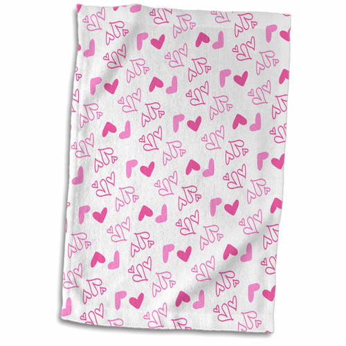 3dRose Anne Marie Baugh - Patterns - Cute Pink Jumbled Hearts Pattern - Towels (twl-215828-1)