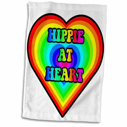 3dRose A Groovy Rainbow Hippie at Heart Retro Design - Towels (twl-217347-1)