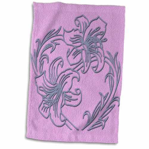 3dRose Lilies. Flowers. Pink and Grey. Decor. Popular Image. - Towels (twl-218662-1)