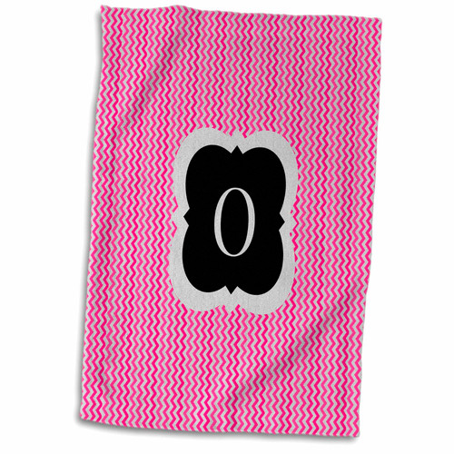 3dRose BrooklynMeme Designs - Pink and grey chevron monogram initial O - Towels (twl-222051-1)