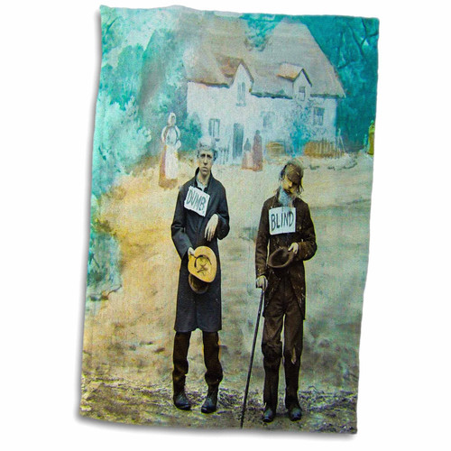 3dRose Victorian Tale The Three Beggars No. 3 Dumb and Blind Vintage - Towels (twl-246173-1)