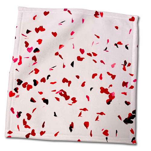 3dRose Alexis Photography - Objects - Red Hearts Confetti in Pink air - Towels (twl-264200-3)