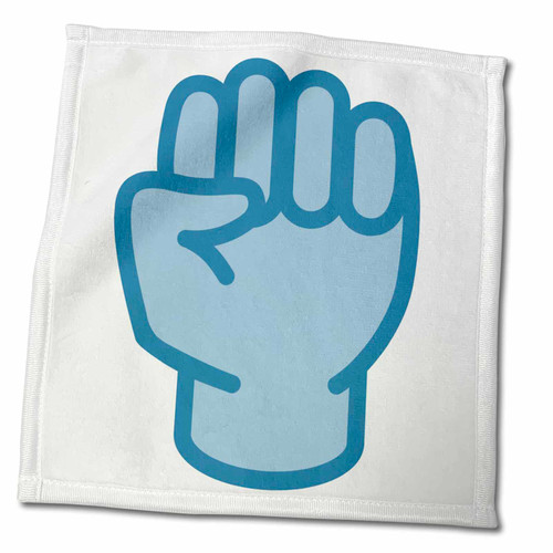 3dRose Fist in The air, Picture of Blue fist in air on a White Background - Towels (twl-265889-3)
