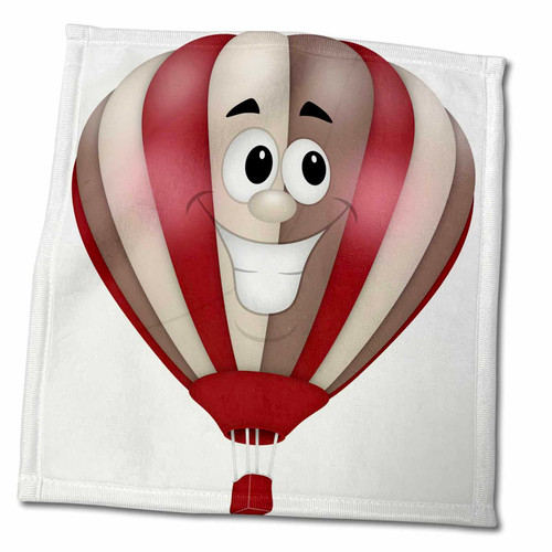 3dRose Cute Smiling Red and Brown Hot Air Balloon Illustration - Towels (twl-267625-3)