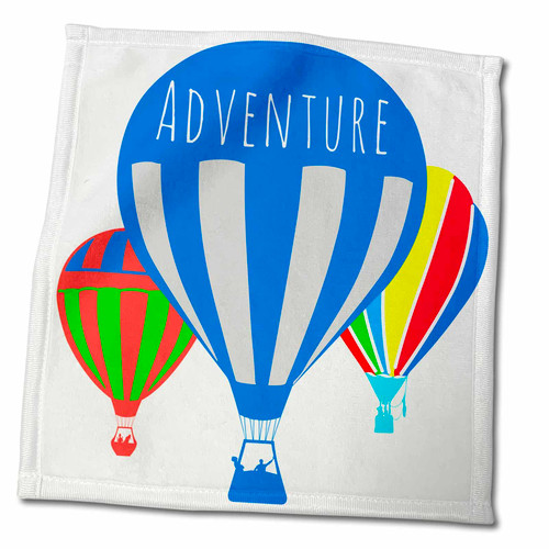 3dRose Three Colorful hot air Balloons, White Background, Text Adventure - Towels (twl-272450-3)