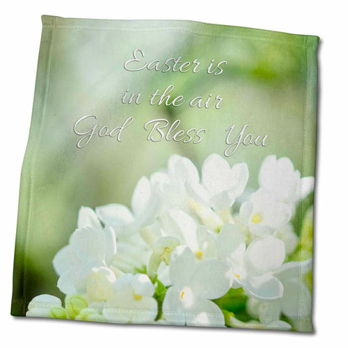 3dRose Easter is in The air, God Bless You Text and White Lilac Flowers - Towels (twl-305353-3)
