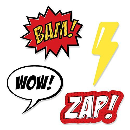 Big Dot of Happiness BAM! Superhero - DIY Shaped Baby Shower or Birthday Party Cut-Outs - 24 Count