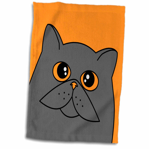 3dRose The Curious Cat Grey with Orange Eyes Orange - Towels (twl-31218-1)