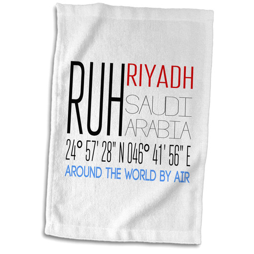 3dRose Text RUH Riyadh, Saudi Arabia, Coordinates. Around The World by air - Towels (twl-319823-1)