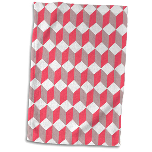 3dRose Diamond Repeating Pattern in Poppy Red and Grey - Towels (twl-320699-1)
