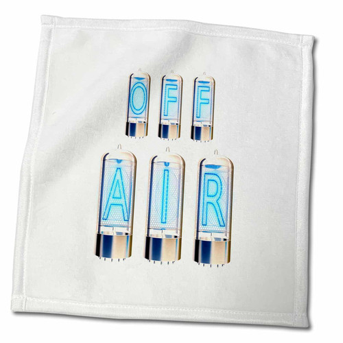 3dRose Off Air Vacuum Valve Decorated Text of Blue Color, White Background - Towels (twl-339927-3)