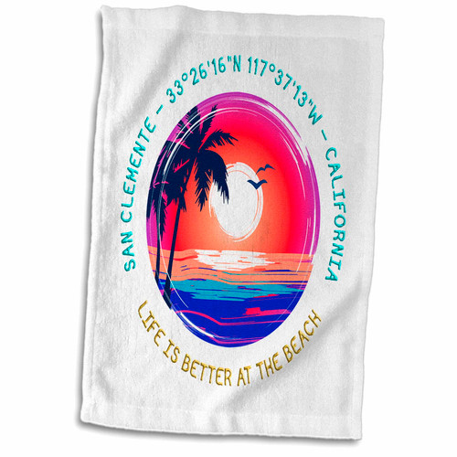 3dRose San Clemente, California. Life is Better at The Beach Travel Gift - Towels (twl-361968-1)