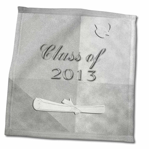 3dRose Class of 2013, Diplomas with Cap in The Air, Pastel Gray Silver - Towels (twl-99019-3)