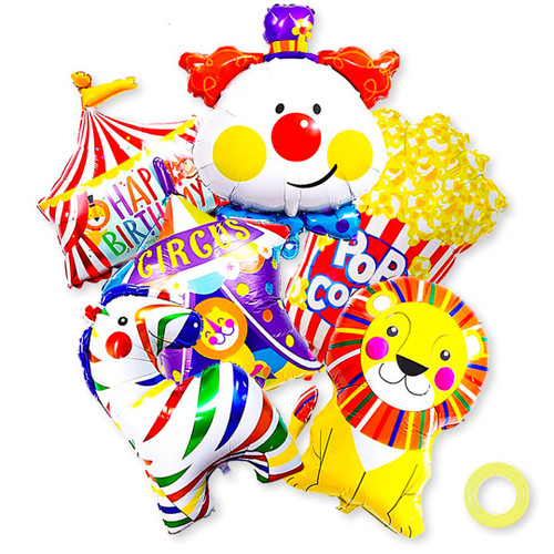 6PCS Carnival Foil Balloons Carnival Theme Party Decorations Carnival Animal Balloons Carnival Balloon Bouquet for Carnival Birthday Party Decorations Circus Carnival Decorations Party Balloons