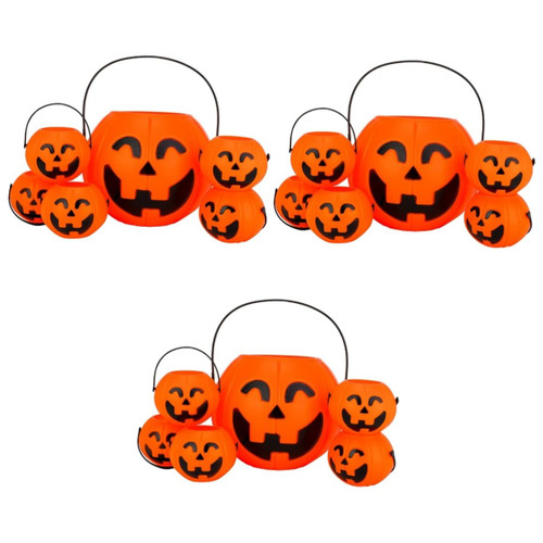 STOBOK 18 Pcs Halloween Pumpkin Bucket Mini Buckets Plastic Container Plastic Candy Jars Candy Pail Basket Pumpkin Candy Holder Jack o Lantern Halloween Bucket Pumpkin Design Candy Holder