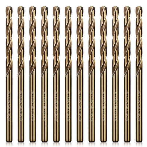 UBESTHS 1/8" Cobalt Drill Bits 12Pcs, M35 HSS Metal Drill Bit Set with Storage Case for Hard Metal, Stainless Steel, Cast Iron