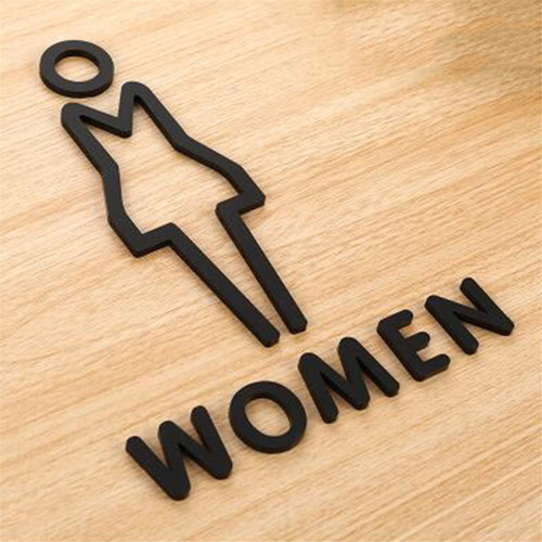 Gift_Source Modern Women's Restroom Signs with Adhesive Backed Black Acrylic Ladies Toilet Sign Bathroom Door Signs Toilet Symbol for Business, Offices, Restaurants or Home Decoration