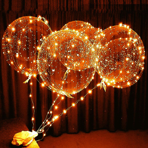 10 PACKS LED Bobo Balloons, Clear Light Up Balloons,Helium Glow Bubble Balloons with String Lights for Party Birthday Wedding Quinceanera Decorations (Warm White)
