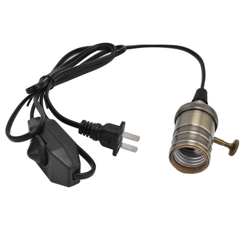 Pendant Lamp Holder, E27/E26 Ceiling Cord Lamp Kits Dimmable Practical Retro Style Lighting Equipment for E26 Base Bulbs with Plug Switch US Plug 110?240V (Green Copper), Lamp Kits Lamp Making Ki