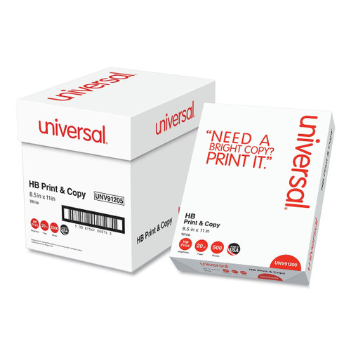 Universal UNV91205 96 Bright 20 lbs 8-1/2 in. x 11 in. Bond Weight Multipurpose Paper - Bright White (500 Sheets/Ream, 5 Reams/Carton)