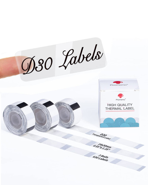 Clear D30 Label Maker Tape - Transparent D30 Label Maker Tape 14x30mm / Clear Memoking D30 Label Paper Compatible with Phomemo D30 Label Tape - 3 Rolls Clear D30 Labels (0.55x1.18",210PCS/Roll) Clear D30 Label Maker Tape - Transparent D30 Label Maker Tape 14x30mm / Clear Memoking D30 Label Paper Compatible with Phomemo D30 Label Tape - 3 Rolls Clear D30 Labels (0.55x1.18",210PCS/Roll)