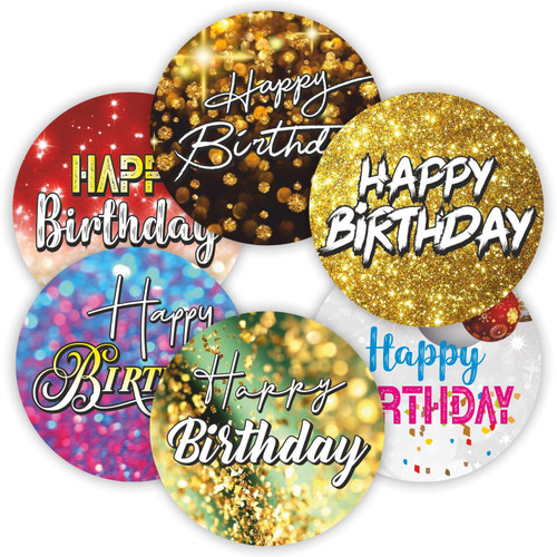 Happy Birthday Stickers Seals Labels (Pack of 120) 2" Large Round for Gift Envelopes Cards Boxes