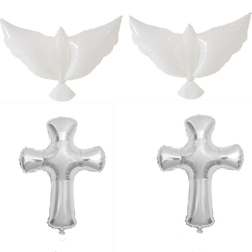 4 Pcs 30 Inch Cross Foil Balloon Dove 40 Inch Mylar Balloons Jumbo Silver Cross Mylar Balloons For Baptism Memorial Communion Christening Religious (silver+white) 4 Pcs 30 Inch Cross Foil Balloon Dove 40 Inch Mylar Balloons Jumbo Silver Cross Mylar Balloons For Baptism Memorial Communion Christening Religious (silver+white)