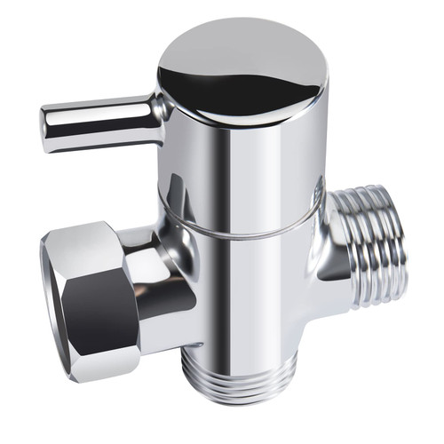 All Metal Shower Head Arm Diverter: Valve for Hand Held Showerhead and Fixed Spray Head- Bathroom Shower System Replacement Part- Polished Chrome (Brass)
