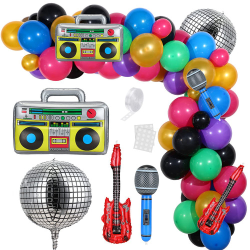97 Pieces 90s 80s Theme Disco Party Decoration Disco Balloons Colorful Balloon Arch Garland with Inflatable Radio Guitar Microphone for Back to 90s Birthday Supply 97 Pieces 90s 80s Theme Disco Party Decoration Disco Balloons Colorful Balloon Arch Garland with Inflatable Radio Guitar Microphone for Back to 90s Birthday Supply