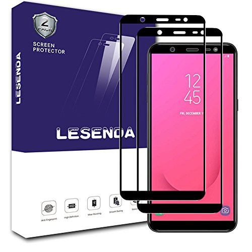 Samsung Galaxy J8 2018 Screen Protector(2 Pack),Lesenda [ HD Clear][Full Coverage][2.5D Curved Edge] [9H Hardness ][Scratch Free ] Tempered Glass Screen Protector for Samsung Galaxy J8 2018(Black)