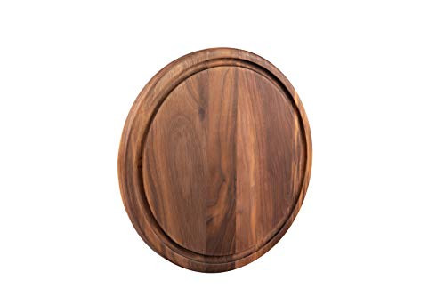 Pandapark Wooden Cutting Board,American Hardwood Chopping and Carving Countertop Block with Juice Drip Groove (11'' Round)