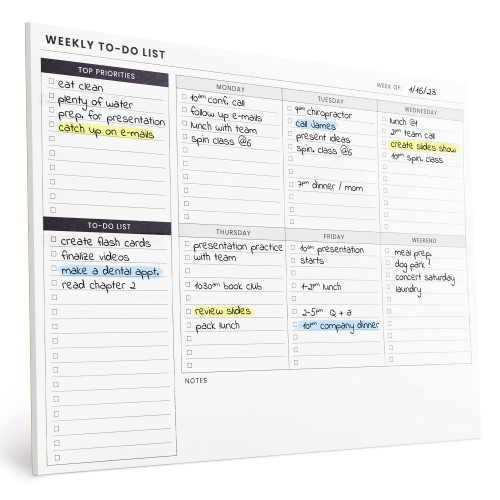 Weekly Planner Pad: To Do List Desk Notepad with Multiple Sections - 8.5x11" 52 Sheets - Undated Tear Off Notebook Calendar - Habit Planning Tracker, Task Goal Checklist Organizer - Agenda Plan Pad for Work Home Office College Essentials - Note Todo