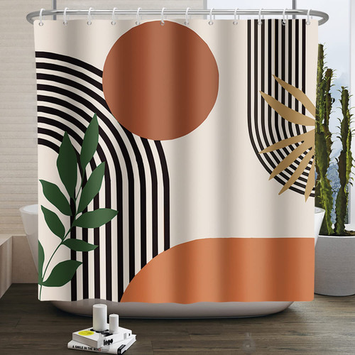 Extra Long Shower Curtain 72 x 96 Inch Boho Shower Curtain for Bathroom Mid Century Modern Bohemian Abstract Geometric Fabric Waterproof Bathroom Curtains Shower Set