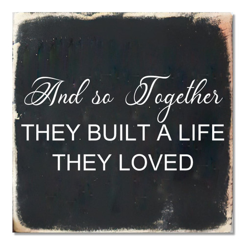 Farmhouse Style Wooden Sign and So Together They Built A Life They Loved Rustic Wooden Pallet Sign with Rope Antique Wall Decor Shabby Chic Farmhouse Hanging Sign Home Decor for Desk