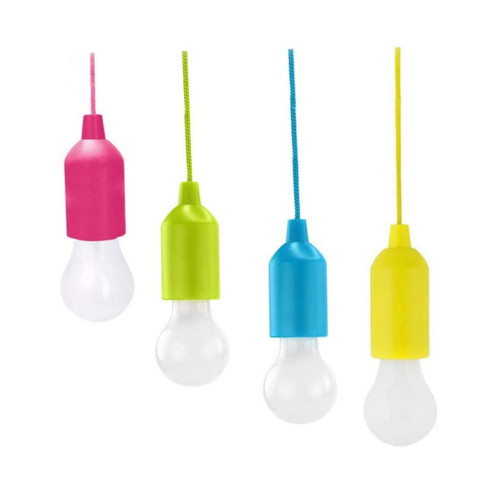 FENGZHAO LED Pull Wire Bulb 4PCS LED Pendant Light Portable Colorful Pull Rope Light Hanging Bulb Portable Hanging Lamp for Camping Gardens Decoration Light Bulb