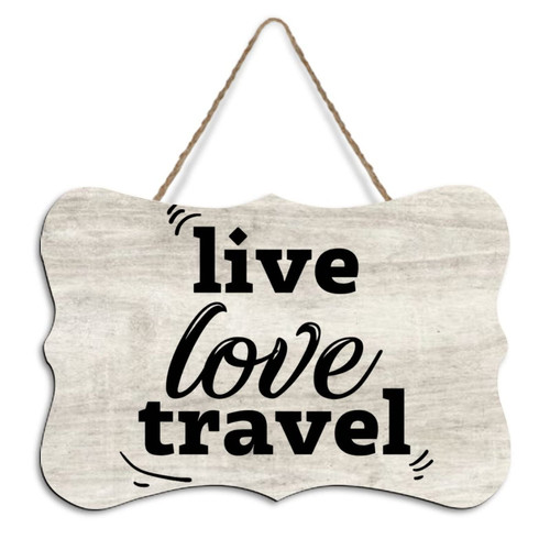 Mighun Rustic Hanging Wood Sign Live Love Travel Wooden Plaque Sign Home Wall Art Decor for Living Room Bedroom Farmhouse Office 8"x10"