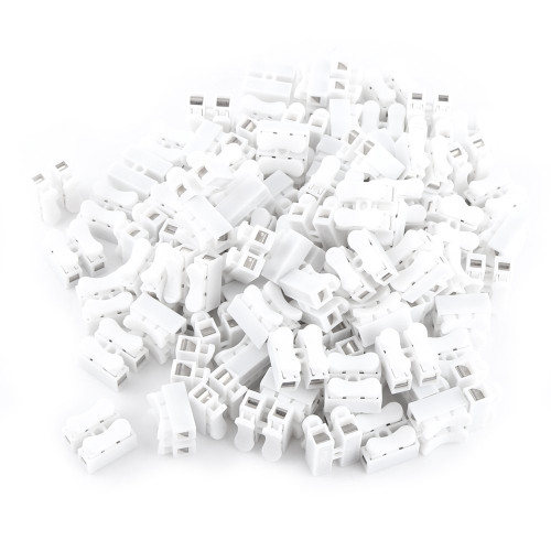 100pcs 10A 220V Quick Connectors Spring Wire Connector 2 Pin Push Cable Connector Reusable Clamp White Wiring Terminal for Automotive Wiring Electricity