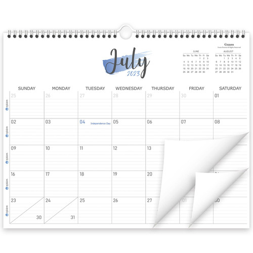 Wall Calendar 2023-2024: Monthly Calendar from July 2023 to June 2024, 14 x 11 Inches Academic Calendar with Twin-Wire Binding, Thick Paper and Ruled Blocks for School Home Office