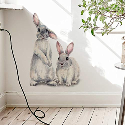 COVPAW Wall Stickers Home Decor Sketch Rabbit Cat Koala Elephant Squirrel Bird Baby Kids Nursery Baby Children's Room Decals (A)