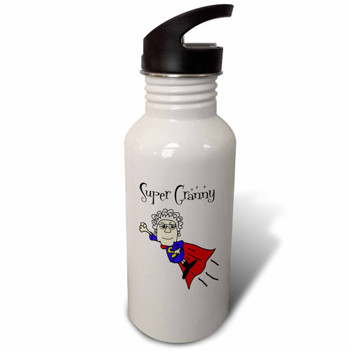 3dRose Funny Cute Super Granny Flying Superhero Grandmother Mothers... - Water Bottles (wb-360538-2)