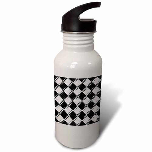 3dRose Geometrical black and white star pattern background - Water Bottles (wb-373300-2)
