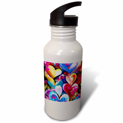 3dRose Valentines Day. Love is in the air. Colorful hearts. Chic... - Water Bottles (wb-374940-2)