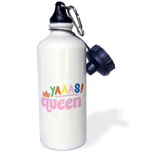 3dRose Rosette - Valentine Quotes - Yaaas Queen - Water Bottles (wb-375962-1)